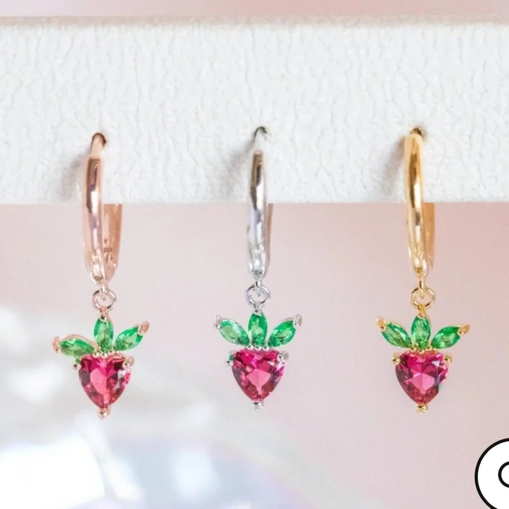 Gold Very Berry Strawberry Hoops Girls Crew - Picture 3 of 5